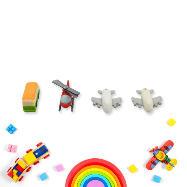 4567 Vehicle Pattern Eraser School Stationery Use Eraser (4 Pc Set)