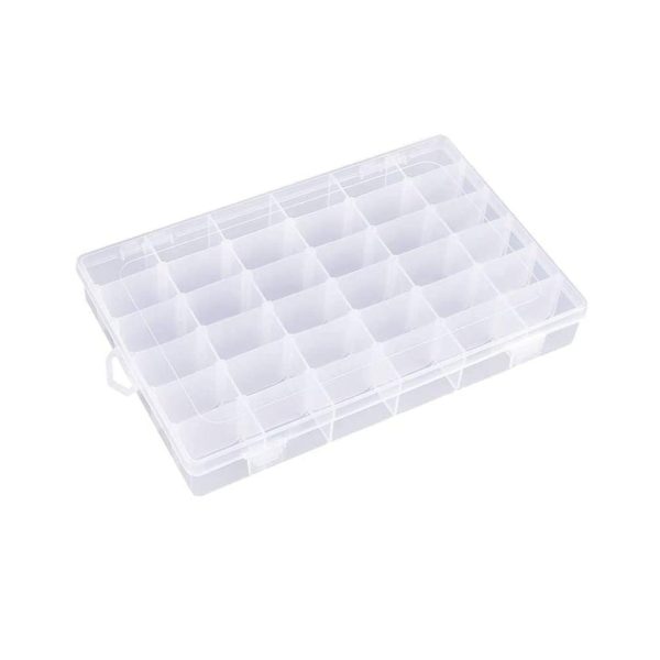 7673 36 Grids Clear Plastic Organizer Box with Adjustable Compartment Dividers, Jewellery Storage Organizer Collection Box (1 pc )